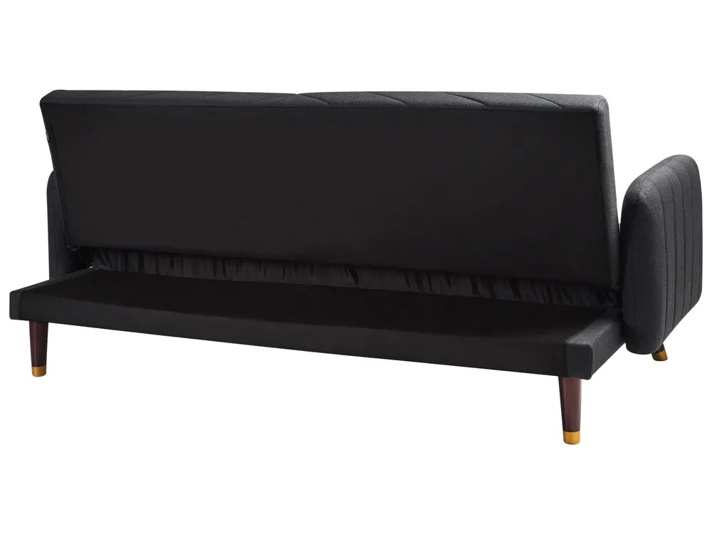 Sofa Bed 3 Seater Faux Linen Black Mixon