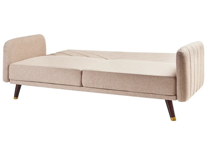 Sofa Bed 3 Seater Faux Linen Light Brown Mixon