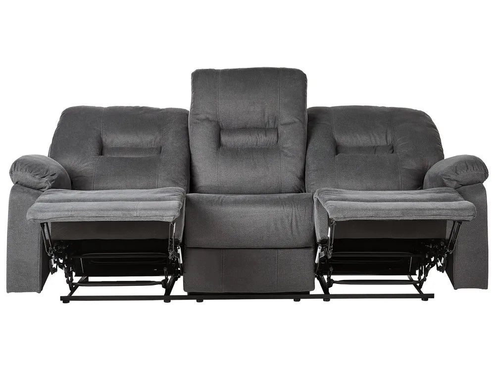 Manual Recliner Sofa 3 Seater Fabric Dark Grey Caynemore II