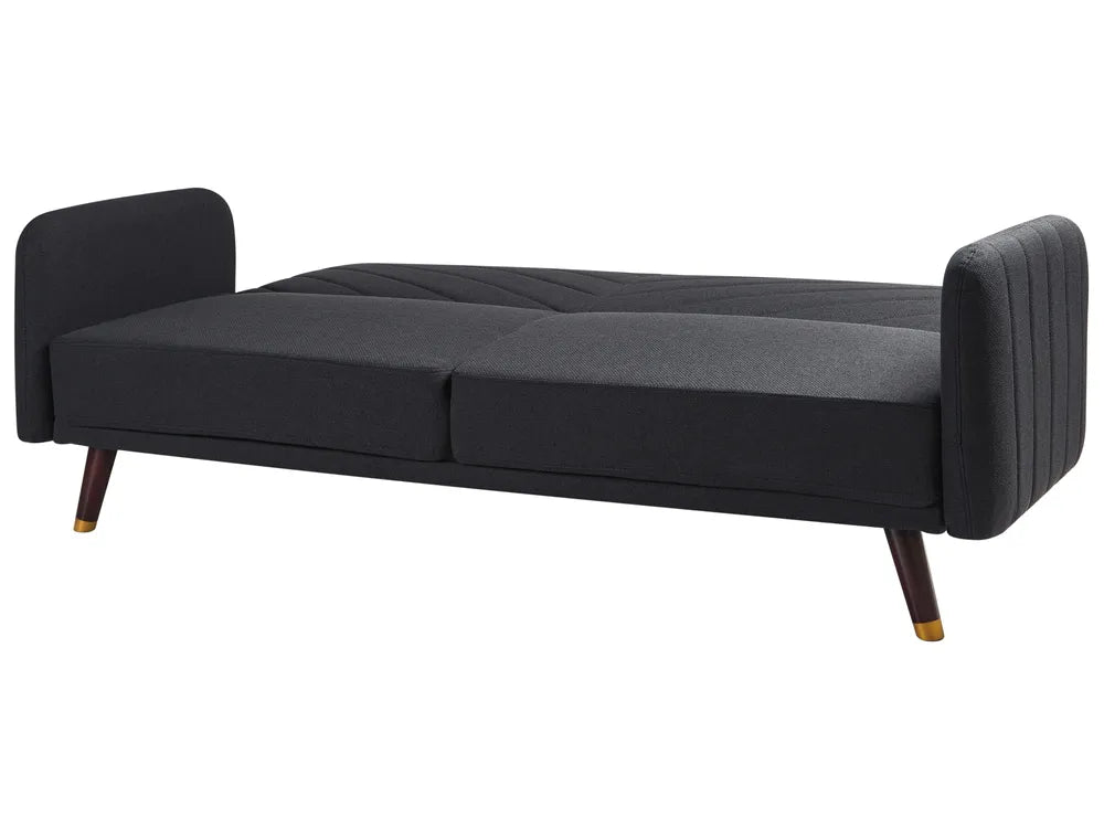 Sofa Bed 3 Seater Faux Linen Black Mixon