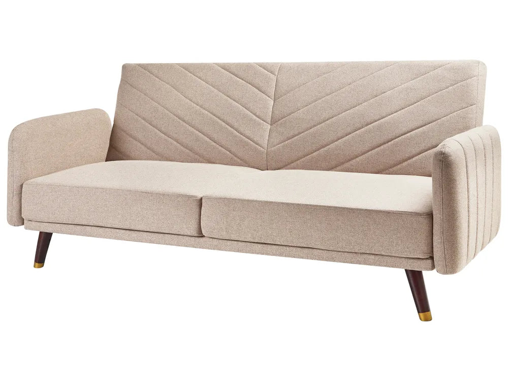 Sofa Bed 3 Seater Faux Linen Light Brown Mixon