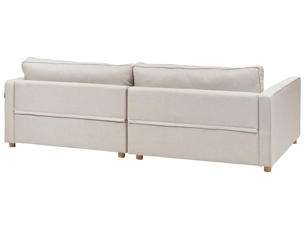 Sofa 3 Seater Fabric Beige Tina