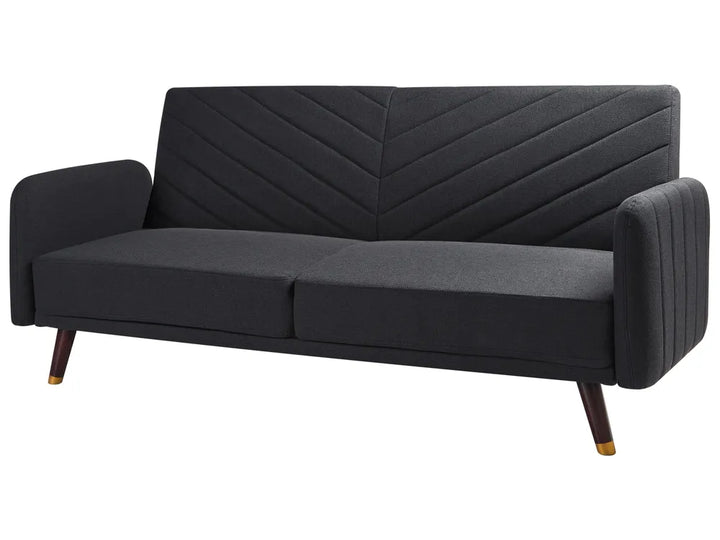 Sofa Bed 3 Seater Faux Linen Black Mixon