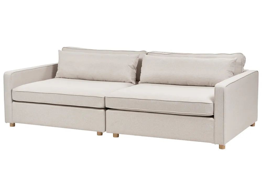 Sofa 3 Seater Fabric Beige Tina