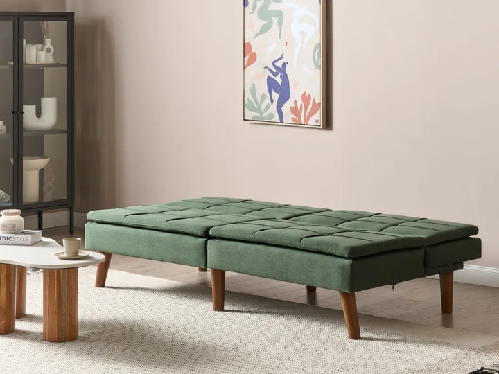 Sofa Bed 3 Seater Fabric Dark Green Laffey