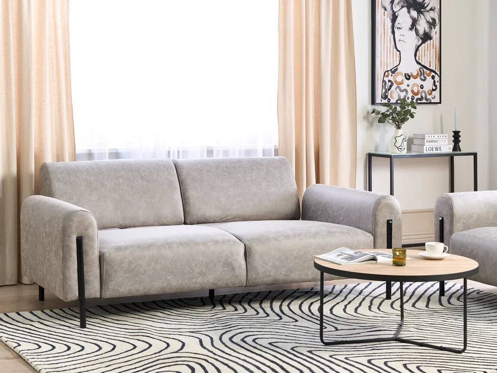 Sofa 3 Seater Fabric Light Grey Annora