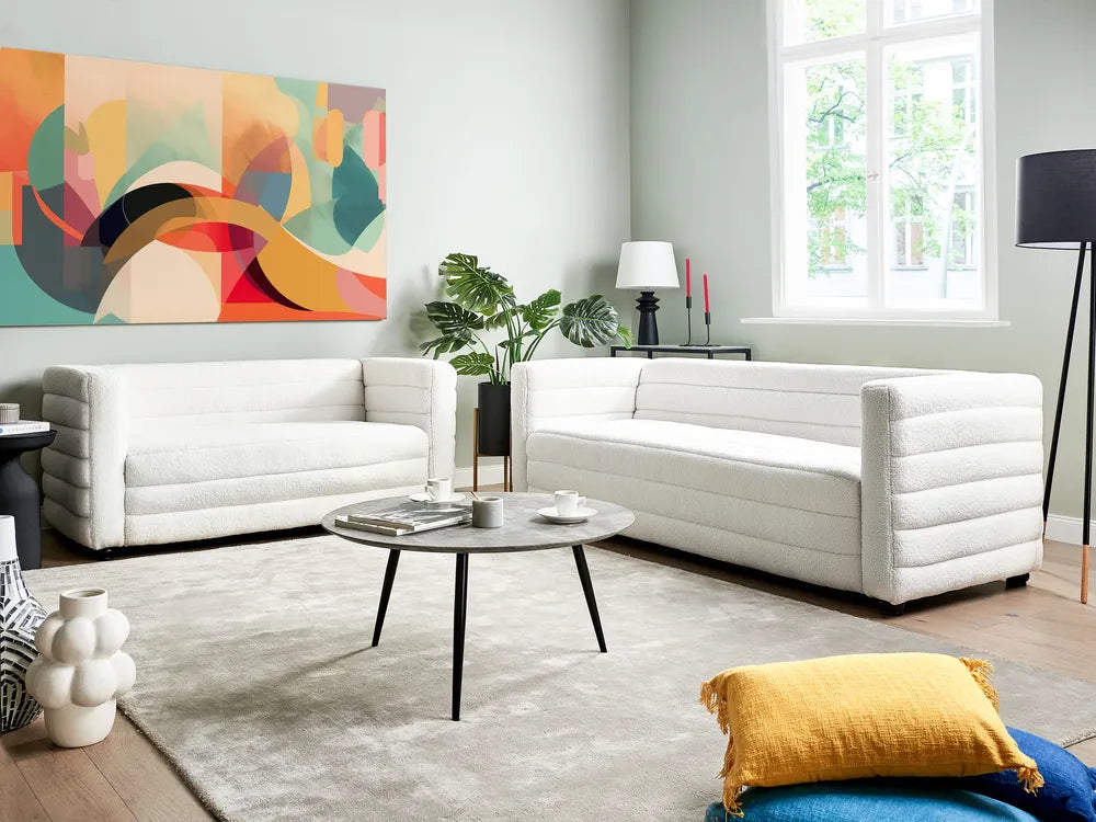 Sofa 3 Seater Boucle Off-White Ansela