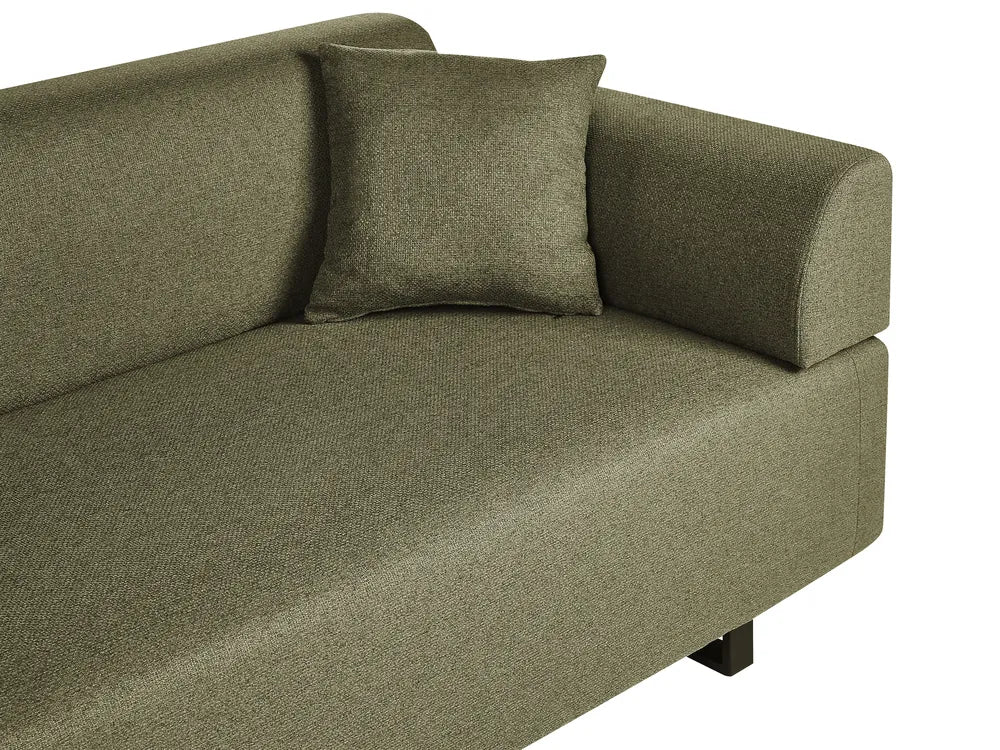 Sofa 3 Seater Fabric Olive Green with Tables Quiniya