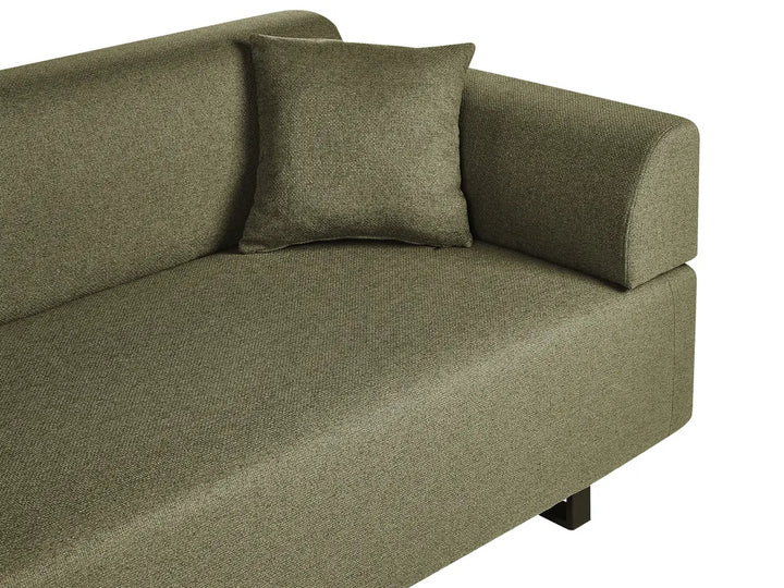 Sofa 3 Seater Fabric Olive Green with Tables Quiniya