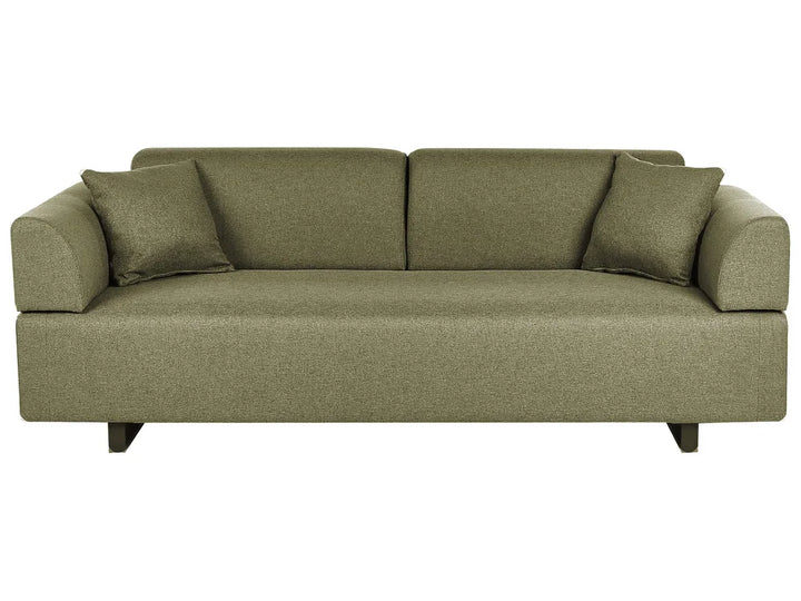 Sofa 3 Seater Fabric Olive Green with Tables Quiniya