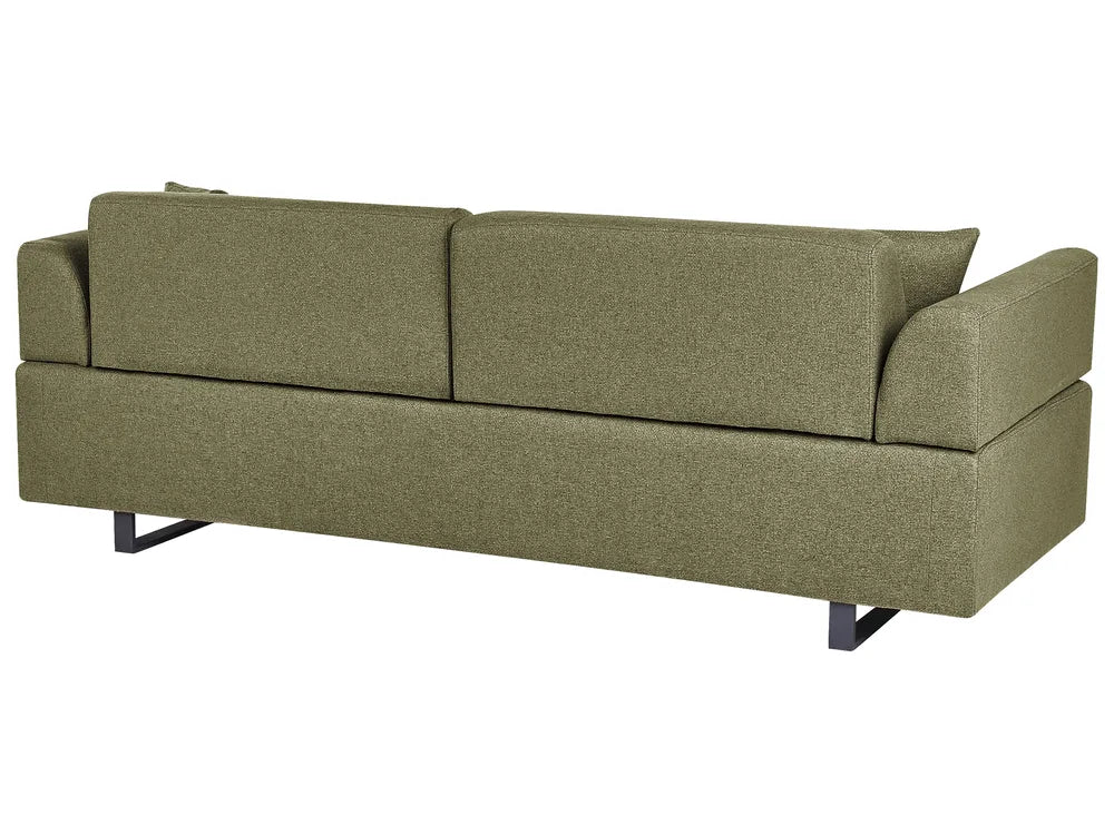 Sofa 3 Seater Fabric Olive Green with Tables Quiniya