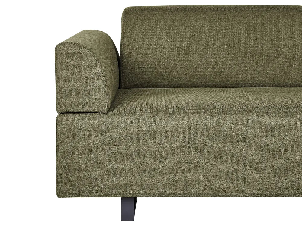 Sofa 3 Seater Fabric Olive Green with Tables Quiniya