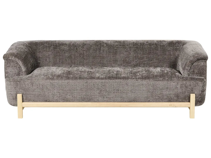 Gray sofa with wooden legs on a white background