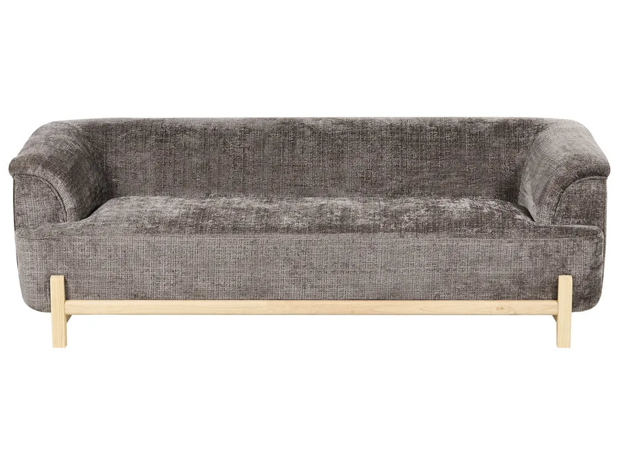Gray sofa with wooden legs on a white background