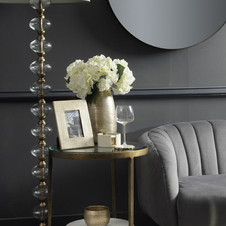 Libra Nolita White Marble & Antique Gold Round Side Table