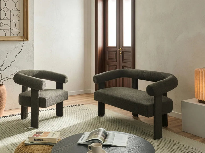 Sofa 2 Seater Boucle Dark Green Askolds