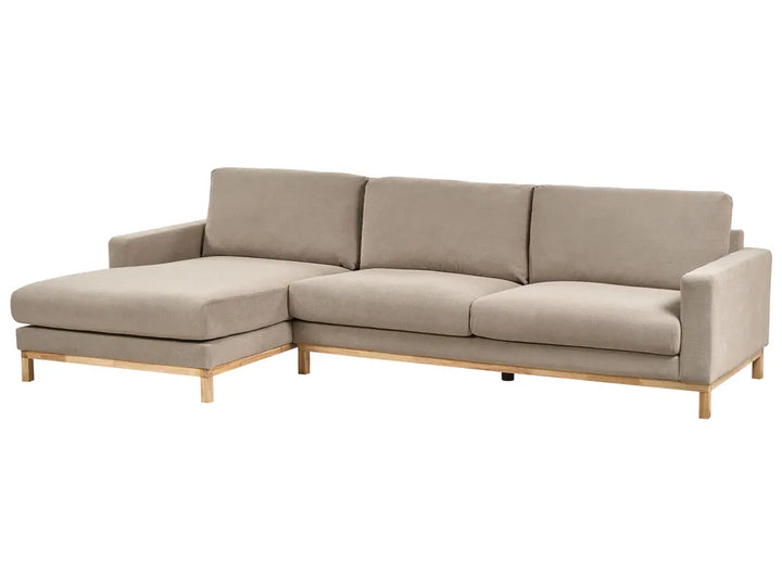 Corner Sofa 4 Seater Fabric Taupe Right Hand Deavan