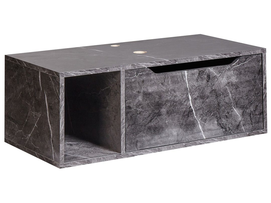 Gray marble-patterned coffee table on a white background