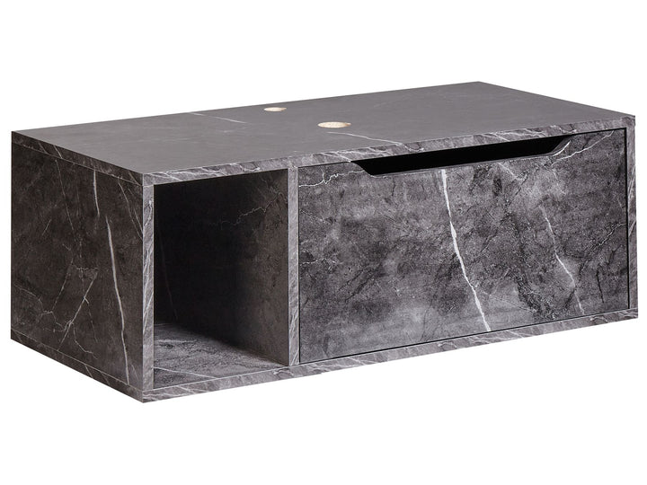 Gray marble-patterned coffee table on a white background