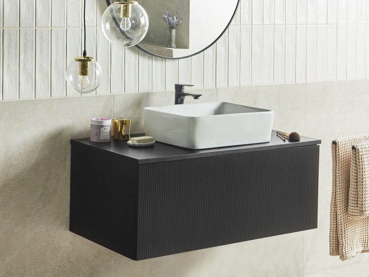 Wall Mounted Washbasin Cabinet 100 cm Black Alzira