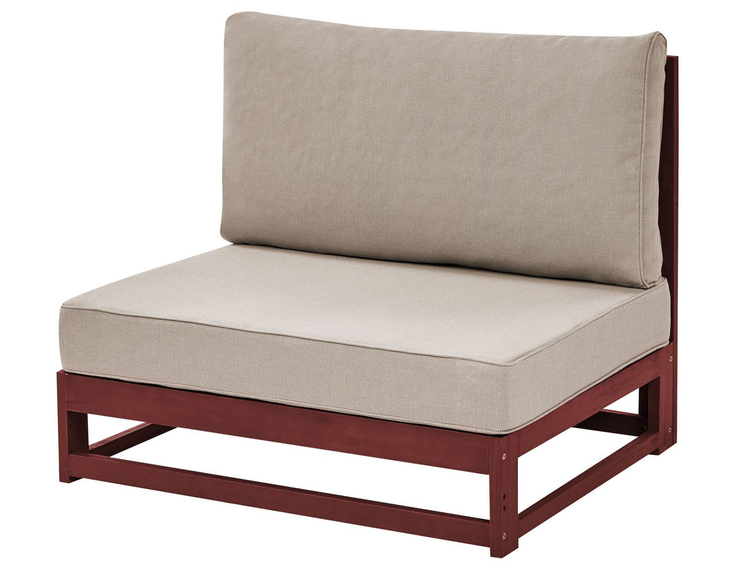 Timor Garden Corner Sofa with Table 4 Seater Right Hand Modular Acacia Wood Dark Red