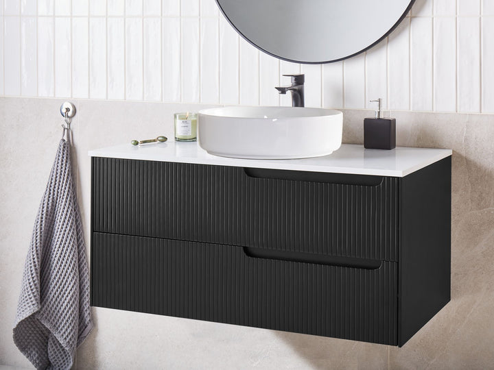 Wall Mounted Washbasin Cabinet 100 cm Black Quintela