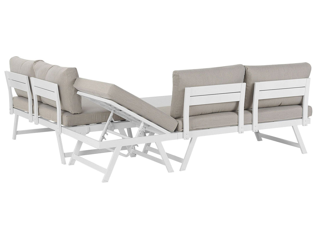 Coccorino Garden Corner Sofa with Table 5 Seater Metal Taupe