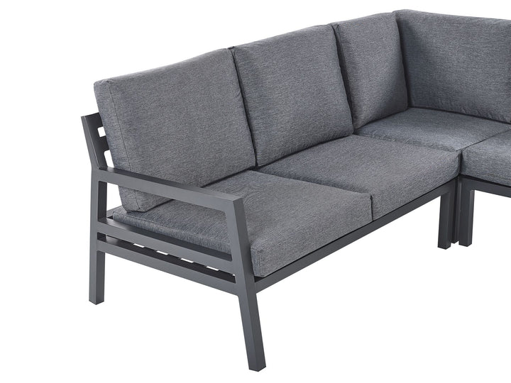 Vizzini Garden Corner Sofa with Table 5 Seater Metal Grey