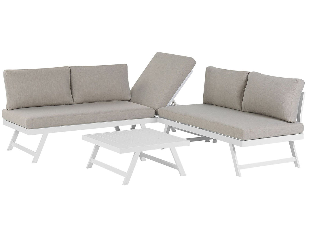 Coccorino Garden Corner Sofa with Table 5 Seater Metal Taupe