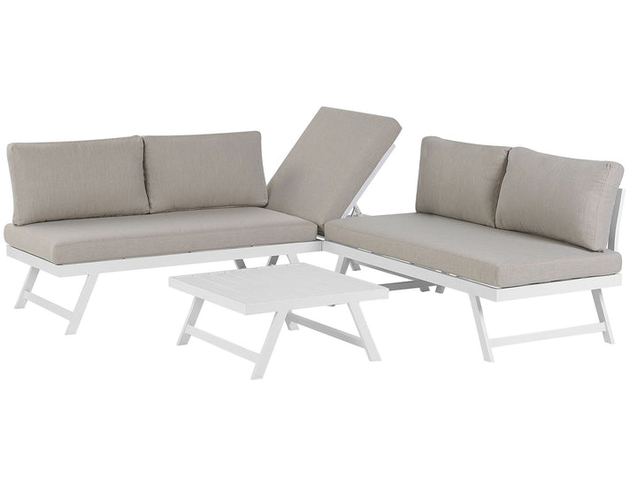 Coccorino Garden Corner Sofa with Table 5 Seater Metal Taupe
