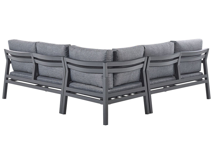Vizzini Garden Corner Sofa with Table 5 Seater Metal Grey