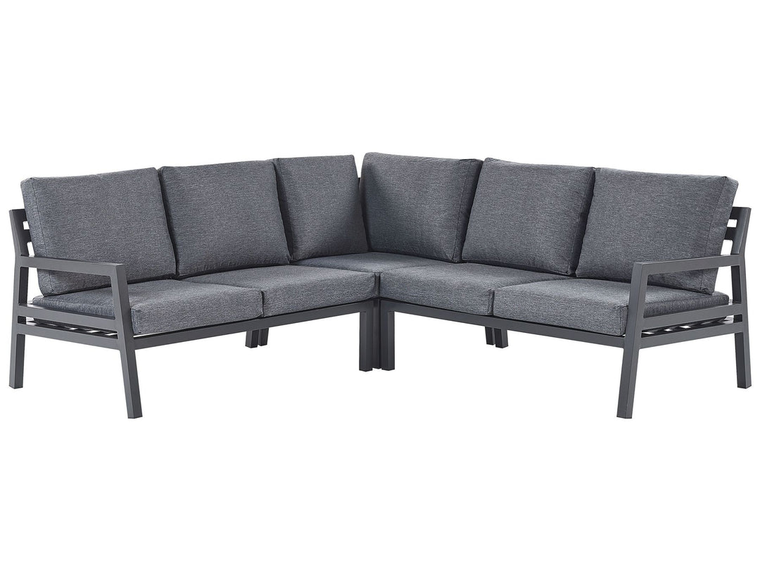 Vizzini Garden Corner Sofa with Table 5 Seater Metal Grey