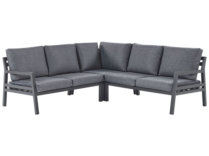 Vizzini Garden Corner Sofa with Table 5 Seater Metal Grey