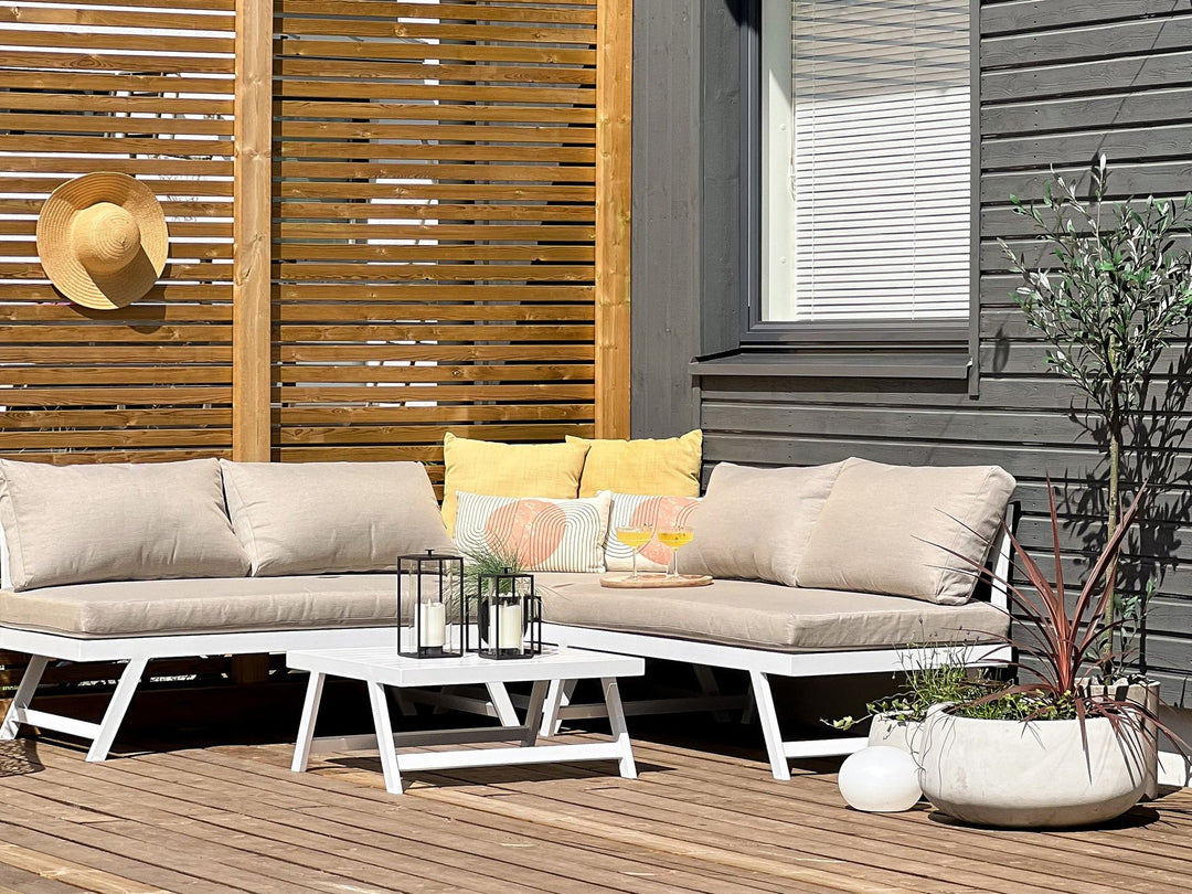 Coccorino Garden Corner Sofa with Table 5 Seater Metal Taupe