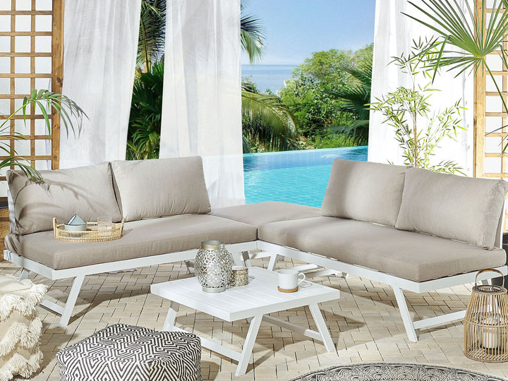 Coccorino Garden Corner Sofa with Table 5 Seater Metal Taupe