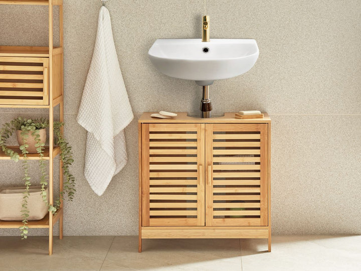 Washbasin Cabinet Bamboo Wood 60 cm Light Brown Missoula