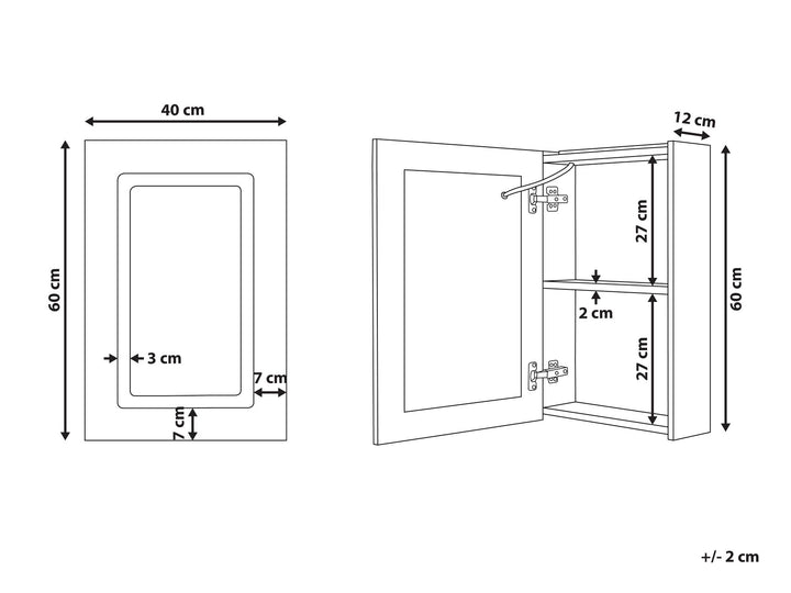 Bathroom Wall Mounted Mirror Cabinet LED 40 cm 60 cm White Condor