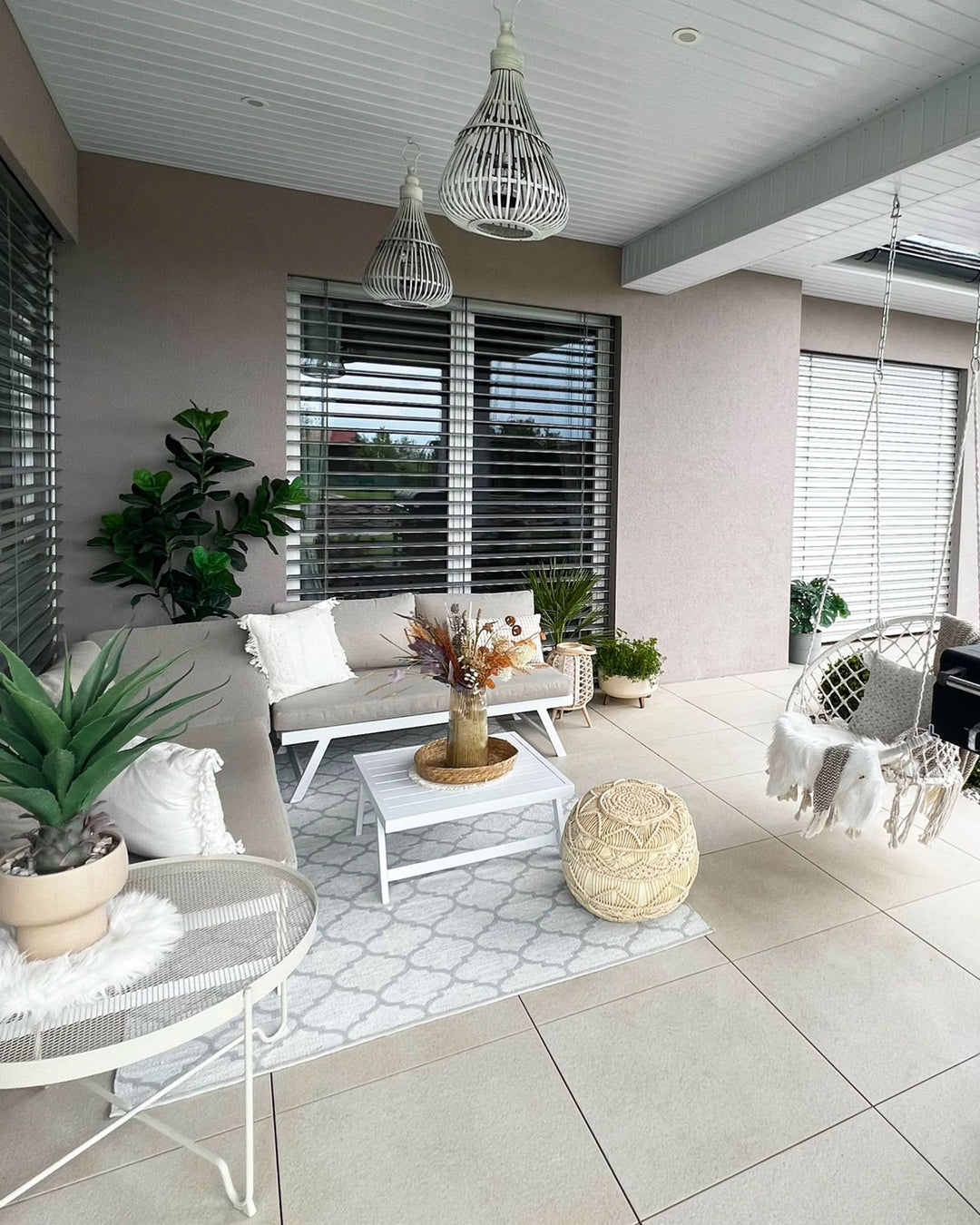 Coccorino Garden Corner Sofa with Table 5 Seater Metal Taupe
