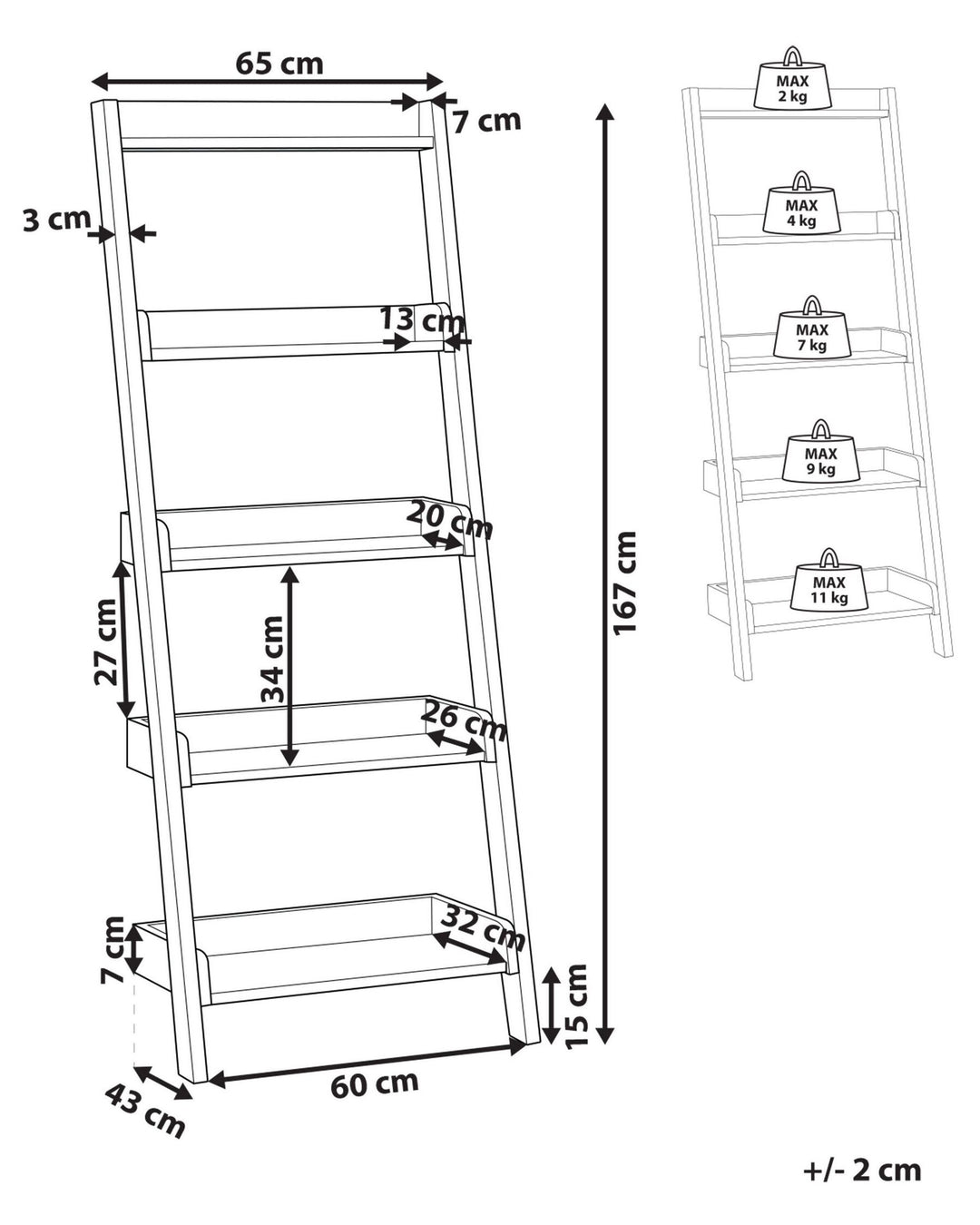 5 Tier Shelving Unit 167 cm Dark Brown Susan