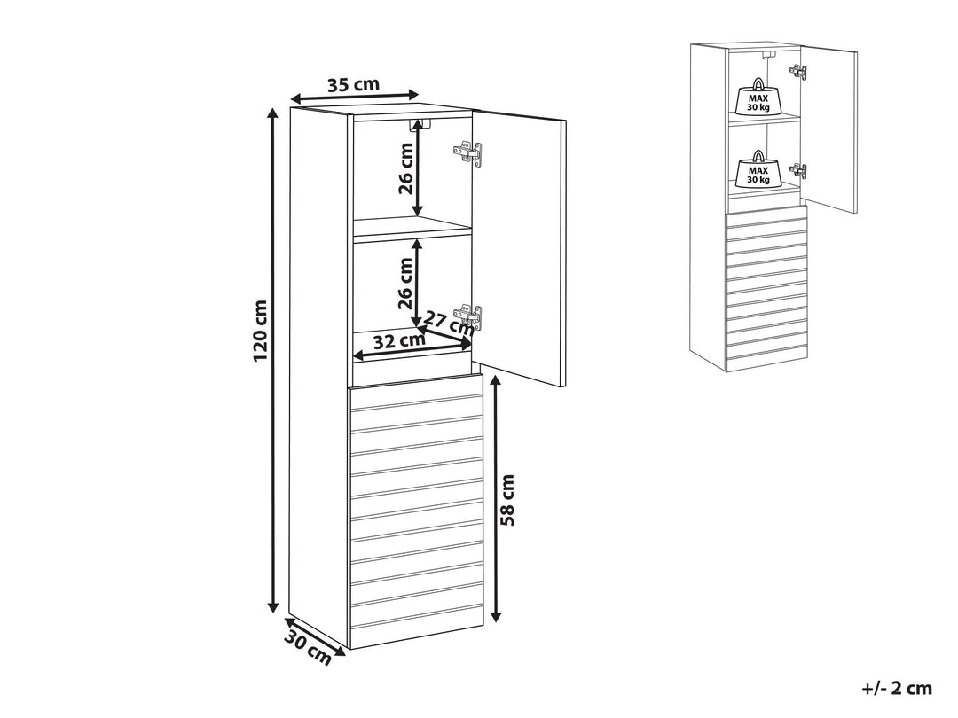 Bathroom Wall Mounted Cabinet 35 cm Light Brown Uruca