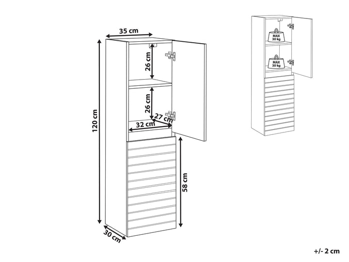 Bathroom Wall Mounted Cabinet 35 cm Light Brown Uruca
