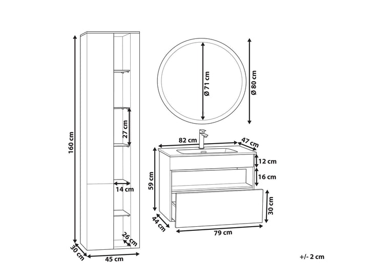 Bathroom Vanity Set Grey Figueres