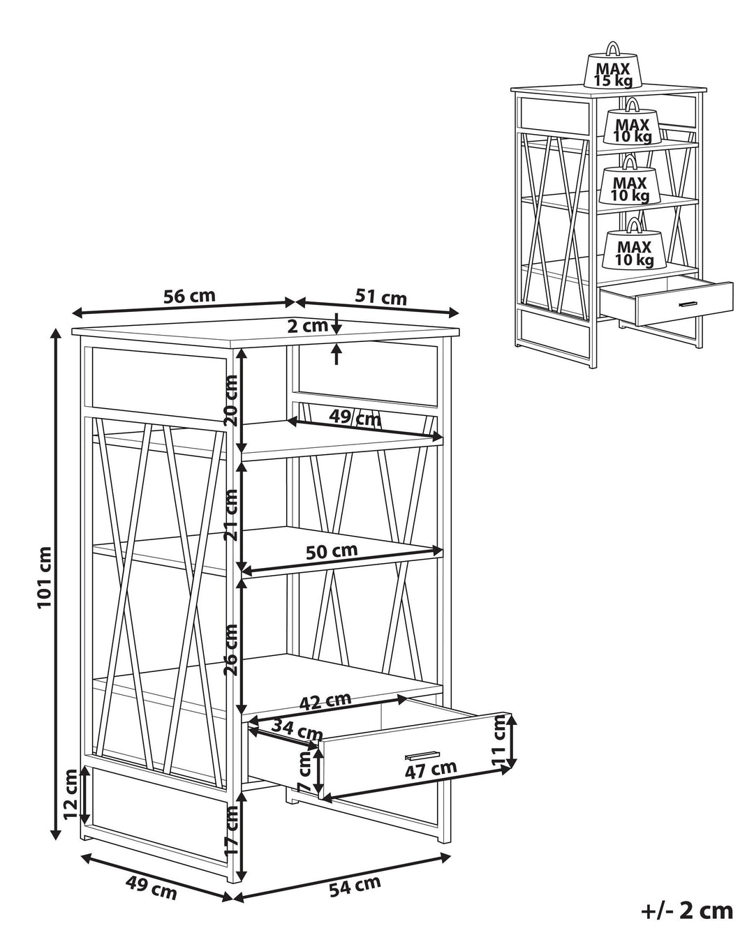 3 Tier Shelving Unit 101 cm Taupe Lucia