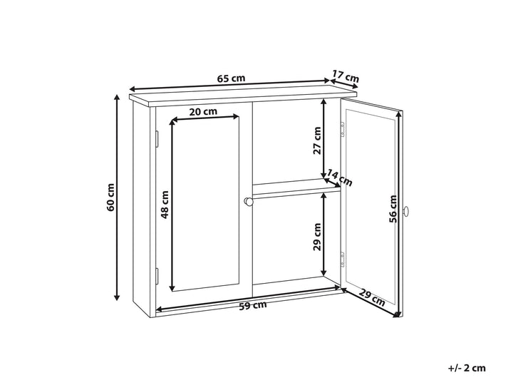 Bathroom Wall Mounted Mirror Cabinet 65 cm 60 cm White Alamos