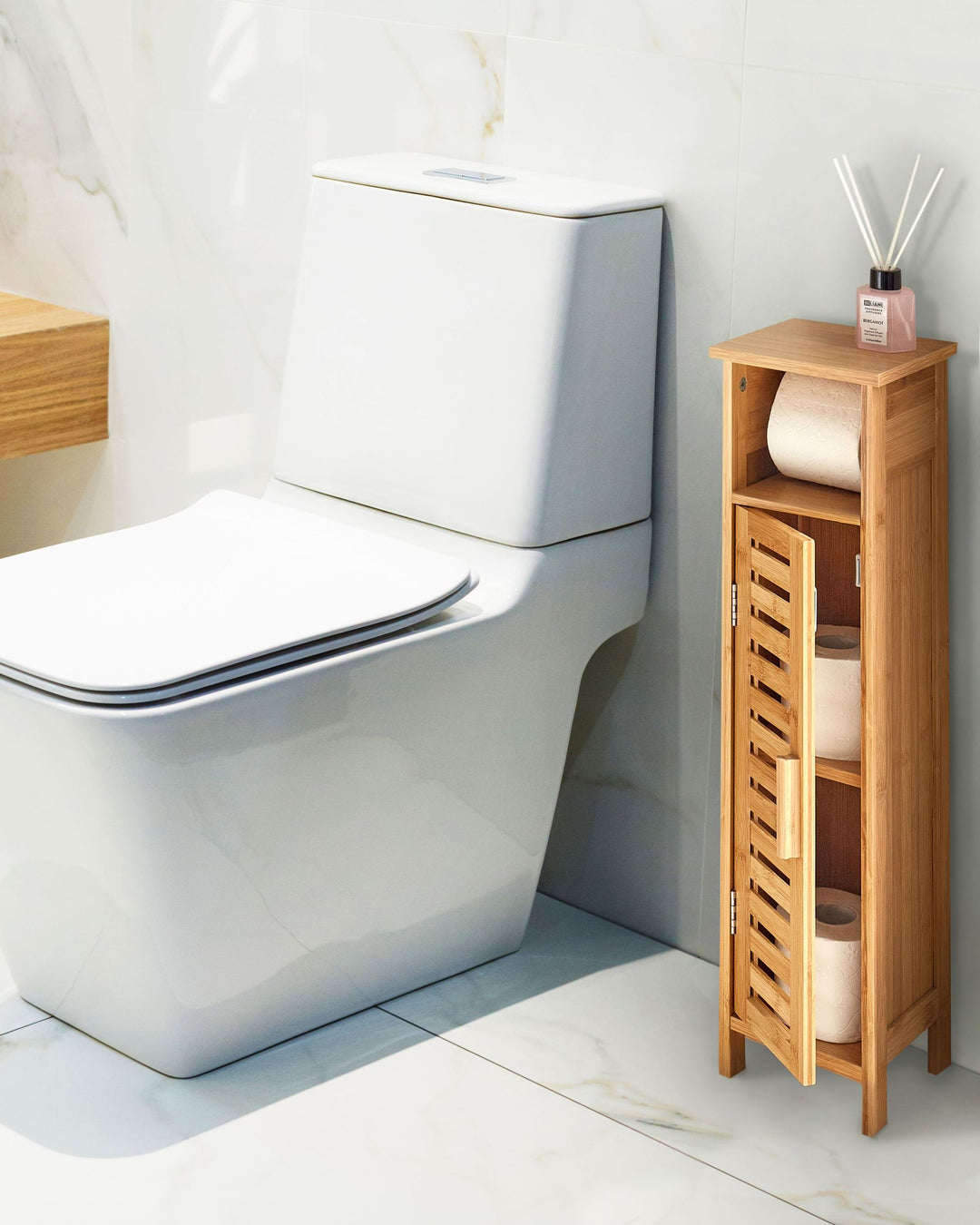 Toilet Paper Cabinet Bamboo Wood Light Brown Olathe