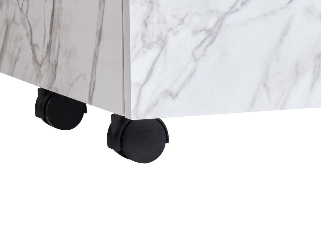 Bathroom Cabinet with Wheels 80 cm White Marble Teresina