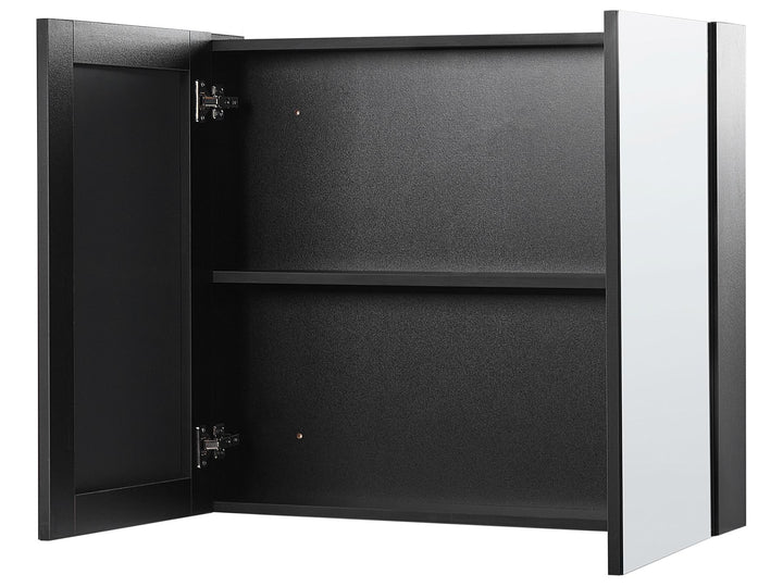 Bathroom Wall Mounted Mirror Cabinet 80 cm 70 cm Black Navarra