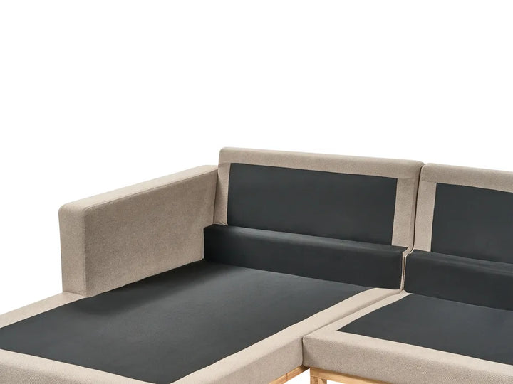 Corner Sofa 4 Seater Fabric Taupe Right Hand Deavan