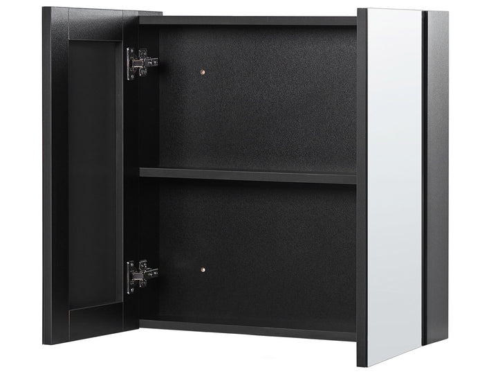 Bathroom Wall Mounted Mirror Cabinet 60 cm 60 cm Black Navarra
