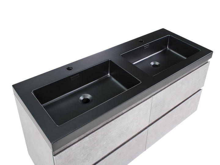 Wall Mounted Double Basin Vanity Unit 120 cm 52 cm Grey Caridel